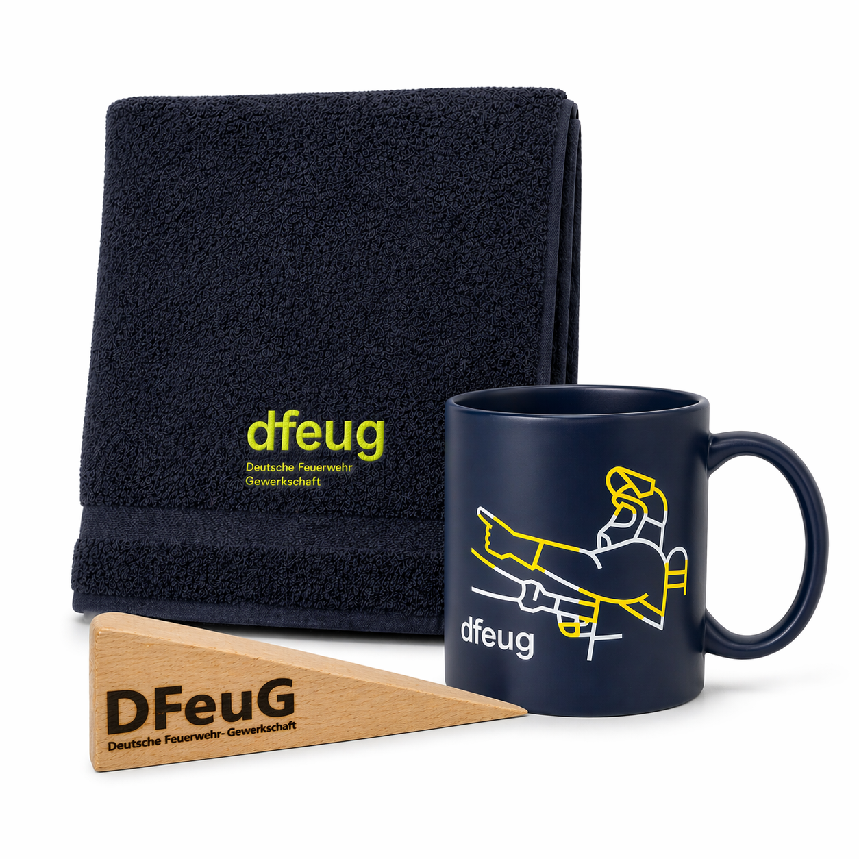 dfeug Anwärter-Paket mit Kaffeetasse, Handtuch und Holzkeil