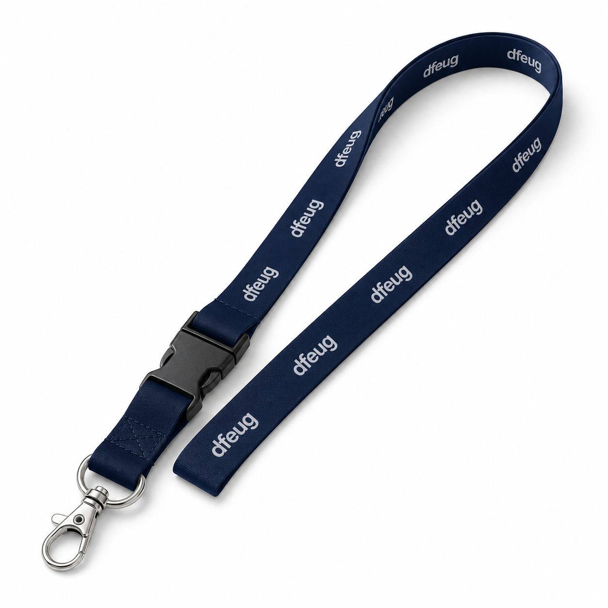 dfeug Schlüsselanhänger im Lanyard-Design mit Neon-Gelb-Branding
