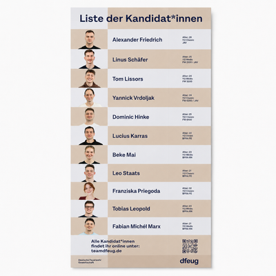 dfeug Wahl-Flyer Rückseite mit individualisierbarem Bereich für Kandidaten