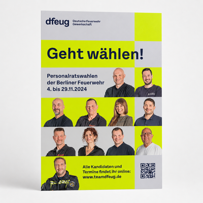 dfeug Wahl-Plakat Detailansicht des Layouts mit individualisierbarem Bereich