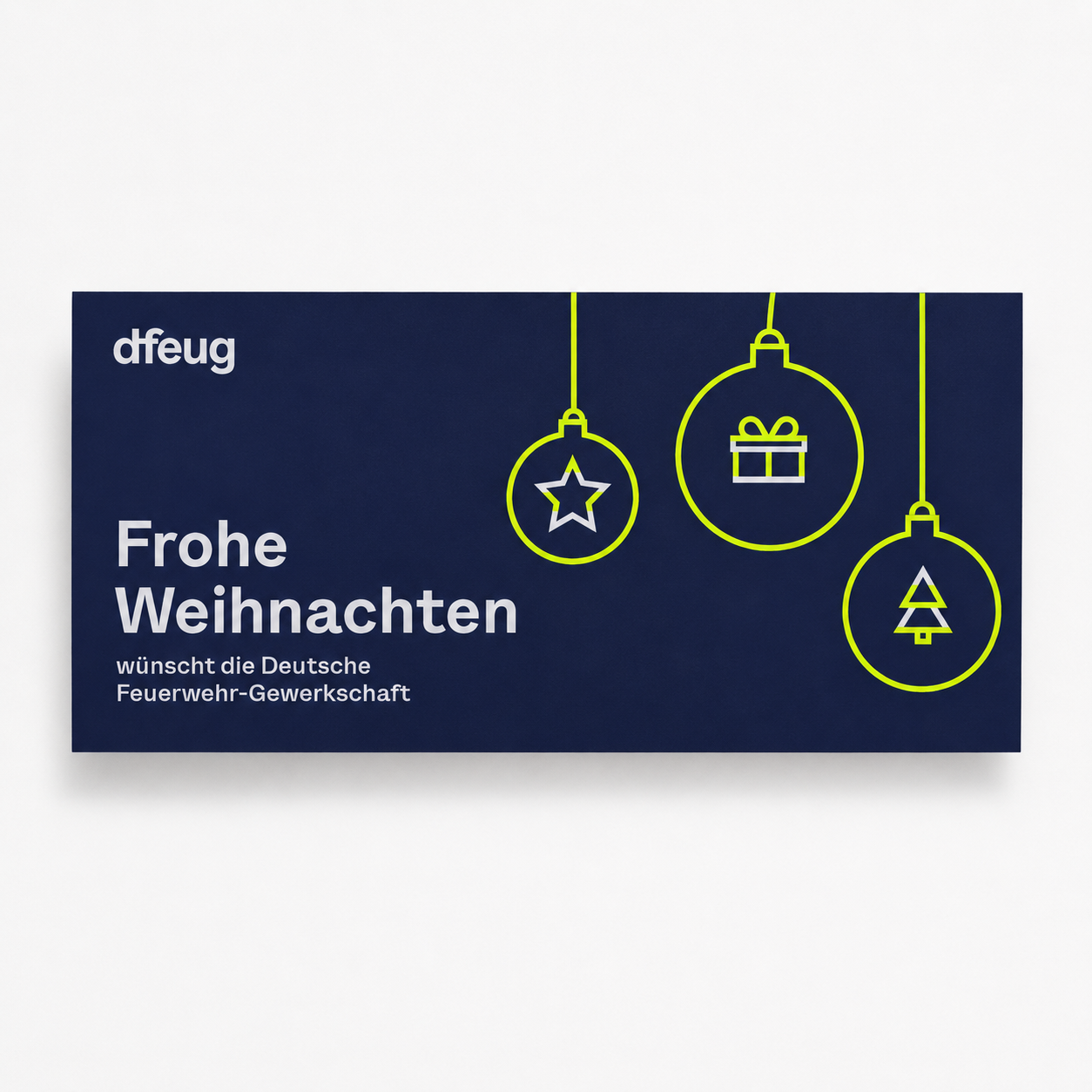 dfeug Weihnachtskarte Klappkarte Außenseite mit weihnachtlichem dfeug-Motiv